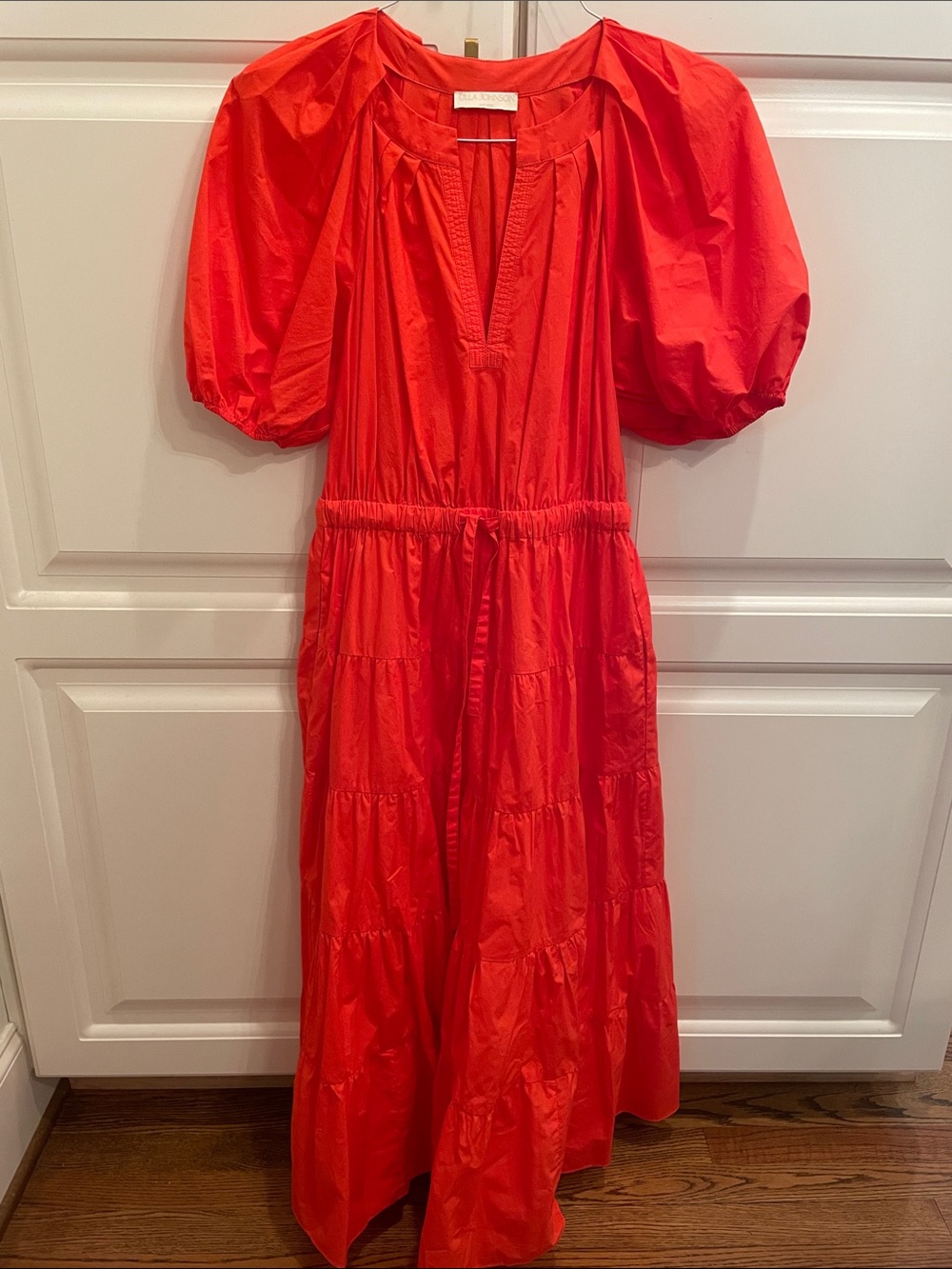 Ulla Johnson orange puff sleeved tiered midi dress sz 6 - Picture 5 of 9